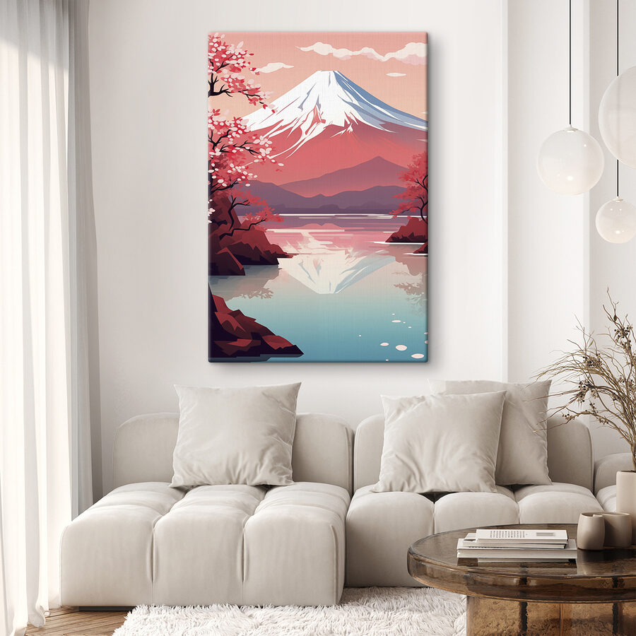 Montagne avec lac et arbres