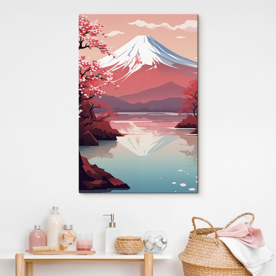 Montagne avec lac et arbres