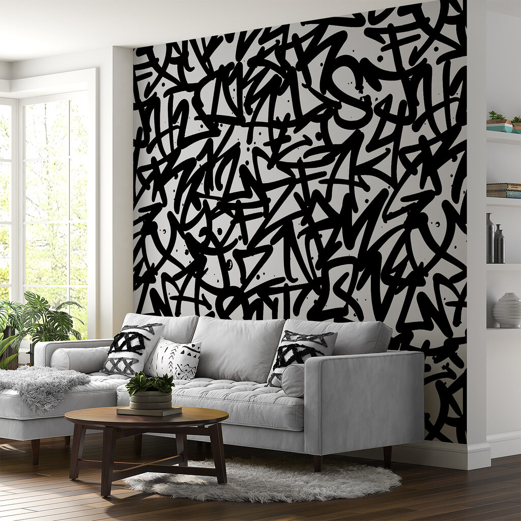 Black and white pattern with letters