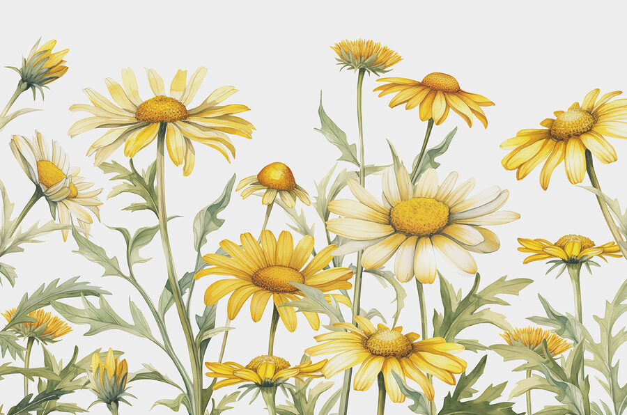 Papier peint Groupe de fleurs jaunes – Image 3