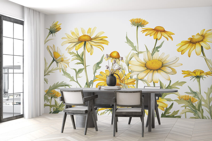 Papier peint Groupe de fleurs jaunes – Image 2