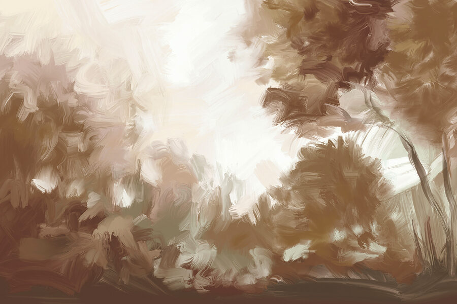 Peinture des arbres et des buissons