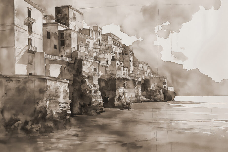 Aquarelle d'une ville Aquarelle d'une ville