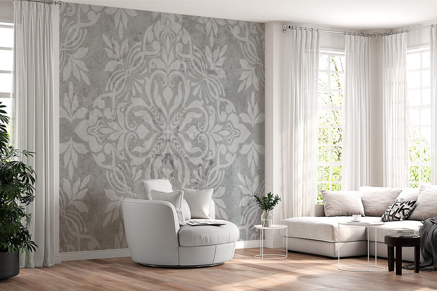 Papier peint gris et blanc