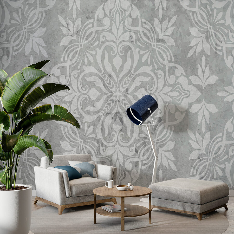 Papier peint gris et blanc