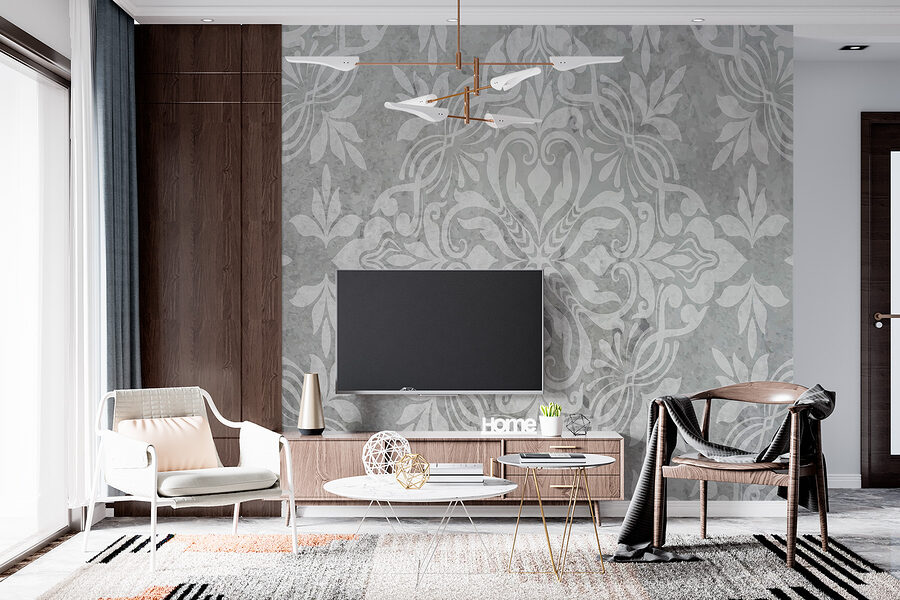 Papier peint gris et blanc