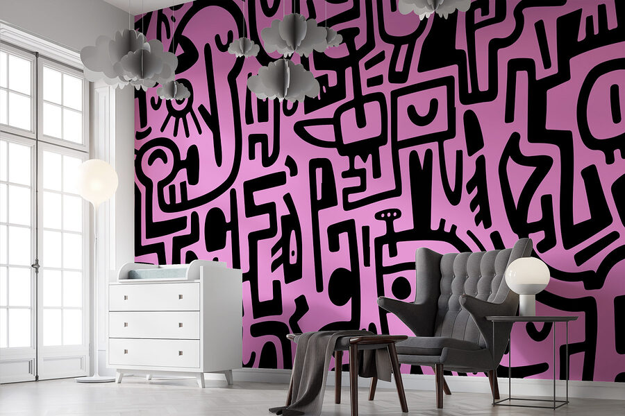 Motif rose et noir Motif rose et noir