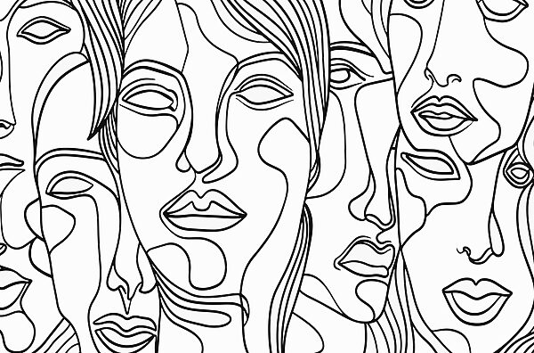 Dessin de visages en noir et blanc Dessin de visages en noir et blanc