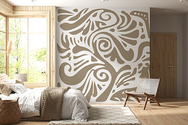 Papier peint Papier peint Motif blanc et marron (UGS : w08139)