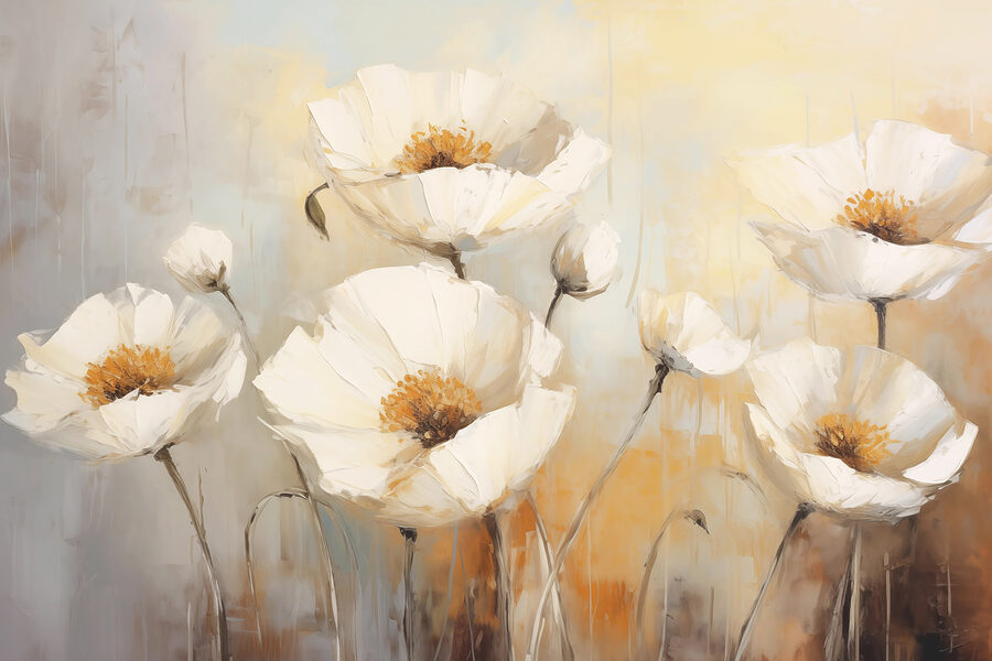 Peinture de fleurs blanches