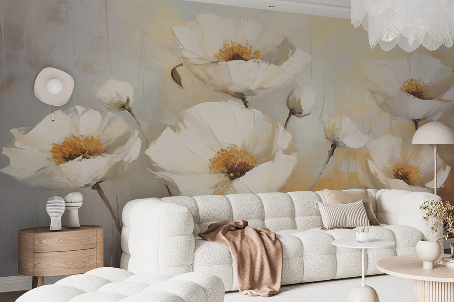 Peinture de fleurs blanches