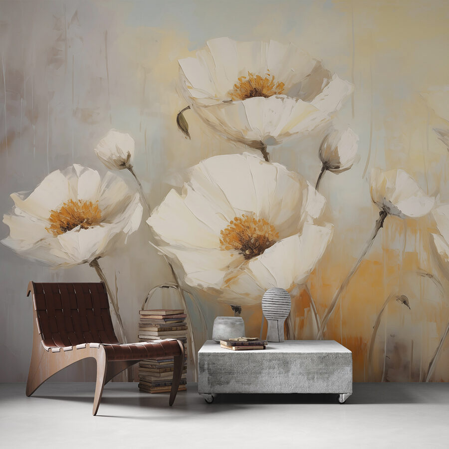 Peinture de fleurs blanches