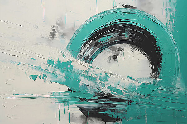 Peinture d'un cercle avec de la peinture noire et blanche Peinture d'un cercle avec de la peinture noire et blanche