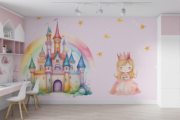 Dessin animé d'une princesse et d'un château Dessin animé d'une princesse et d'un château