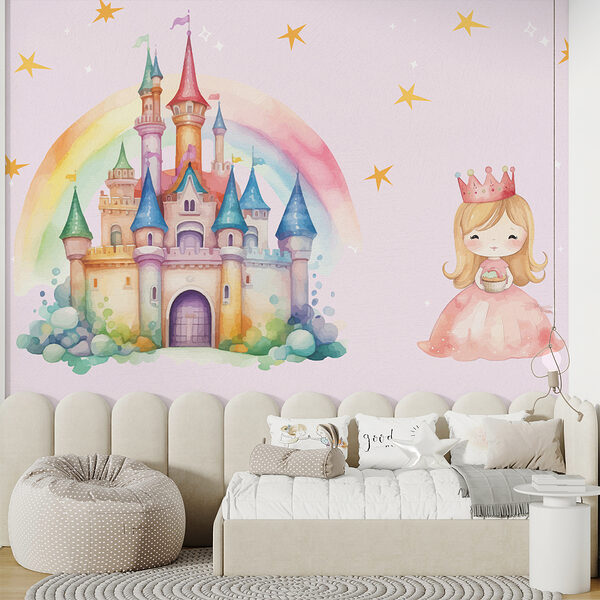 Dessin animé d'une princesse et d'un château Dessin animé d'une princesse et d'un château