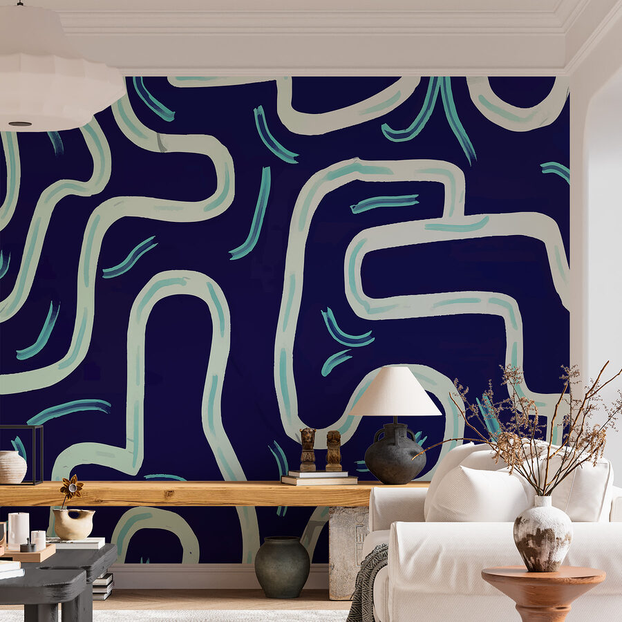 Motif bleu et blanc