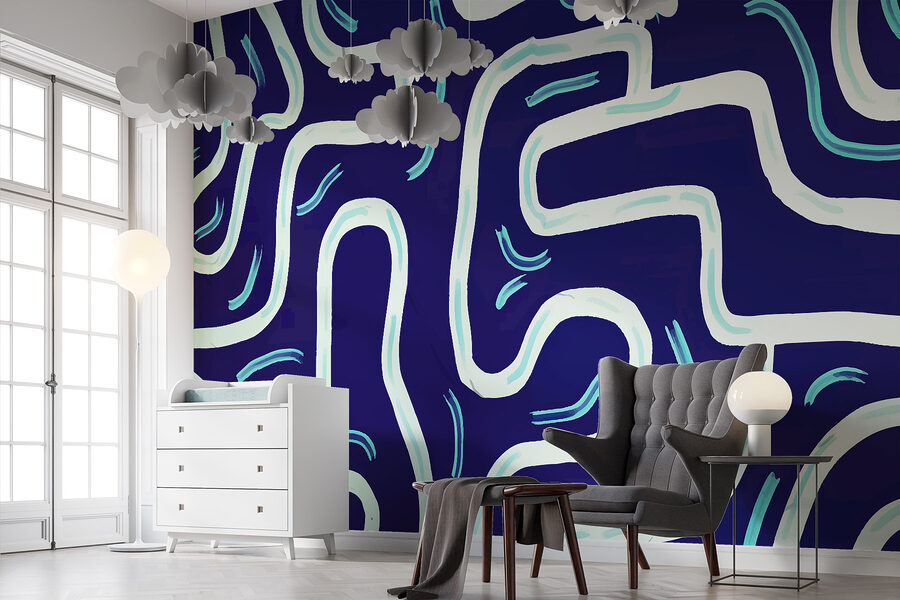 Motif bleu et blanc