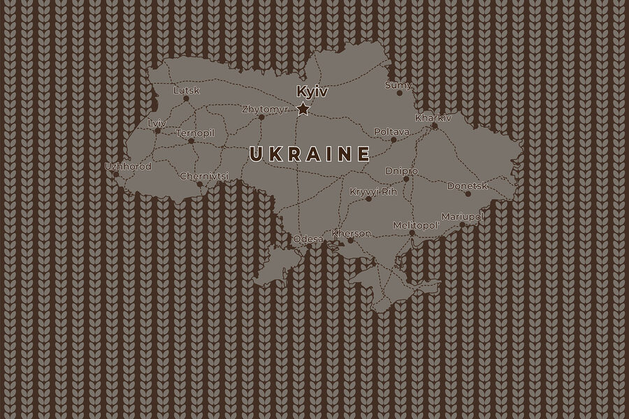 Carte de l'Ukraine avec les lignes et les villes