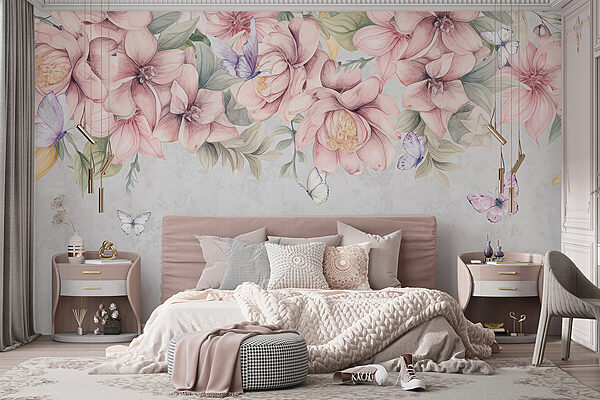 Gros plan sur des fleurs et des papillons Gros plan sur des fleurs et des papillons