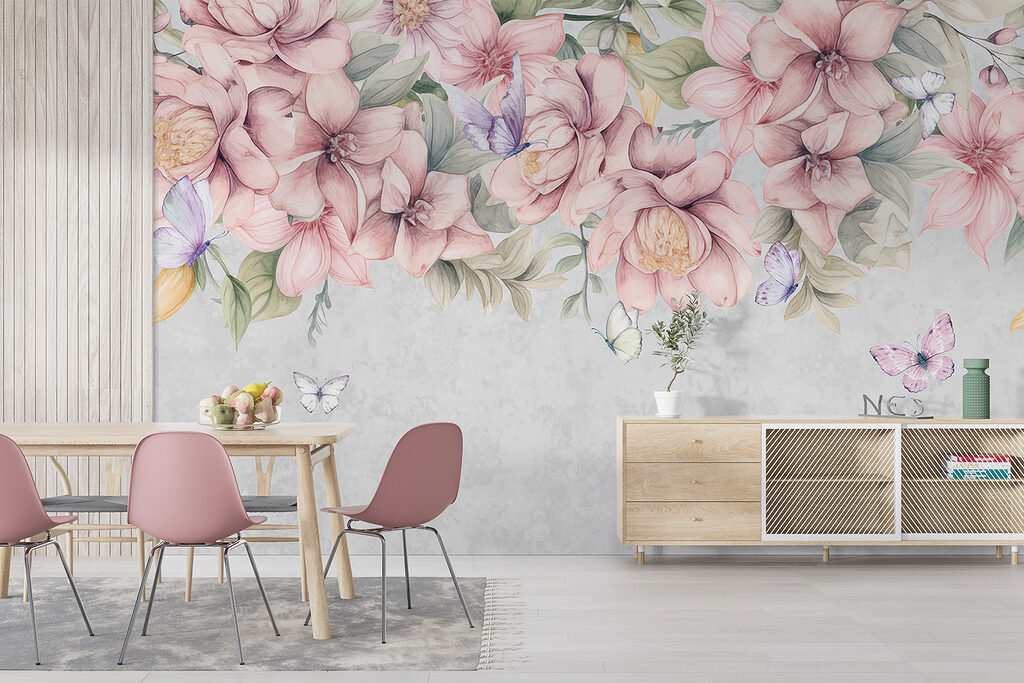 Close up of flowers and butterflies