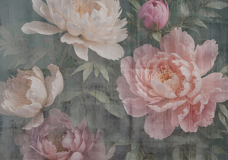 Groupe de fleurs sur fond gris