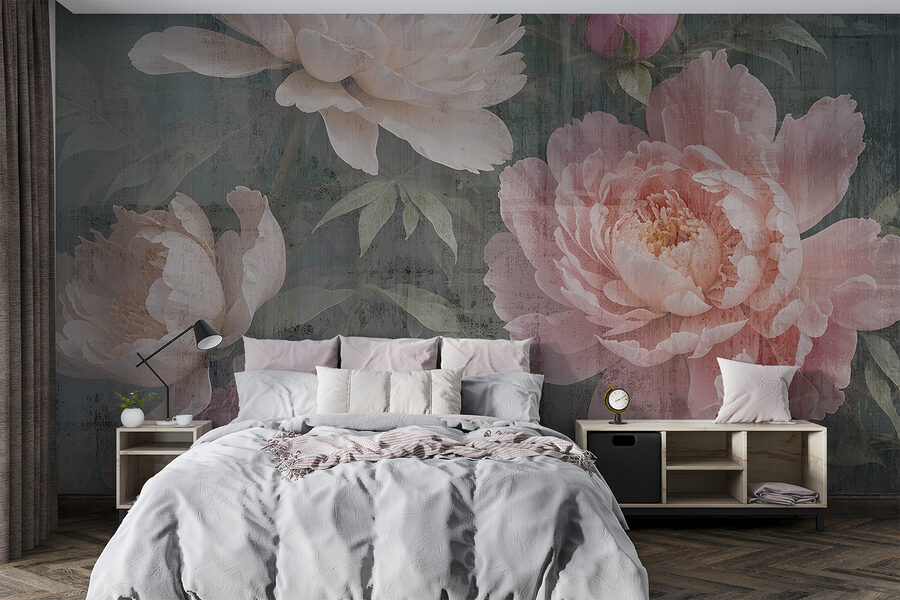 Groupe de fleurs sur fond gris