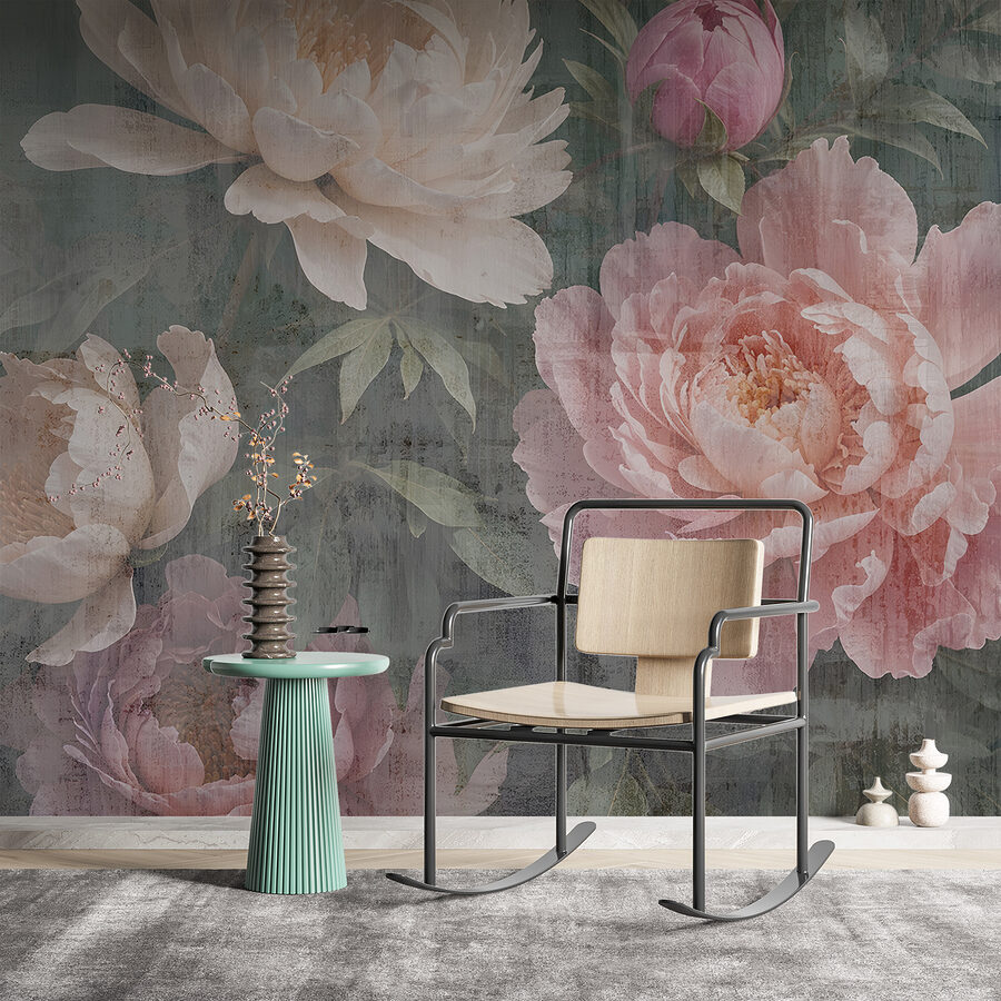 Groupe de fleurs sur fond gris