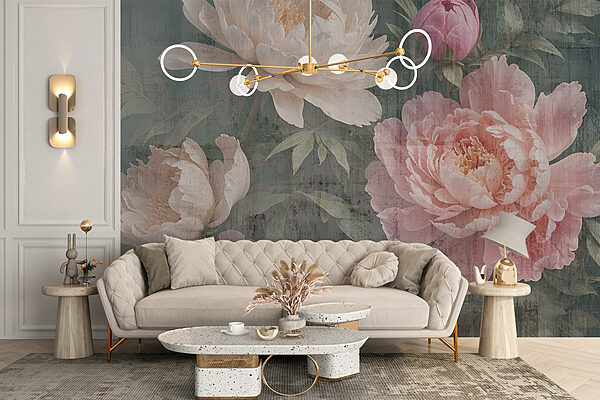 Groupe de fleurs sur fond gris Groupe de fleurs sur fond gris
