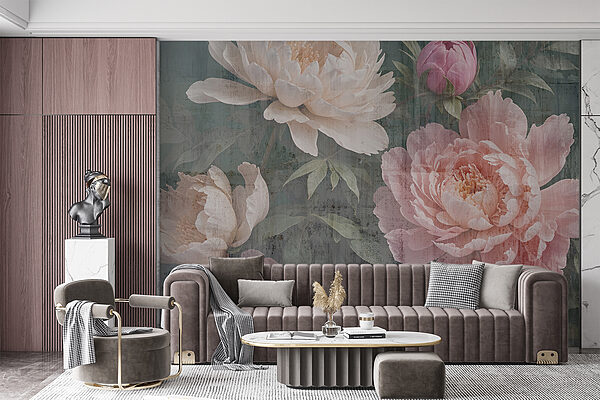 Groupe de fleurs sur fond gris Groupe de fleurs sur fond gris