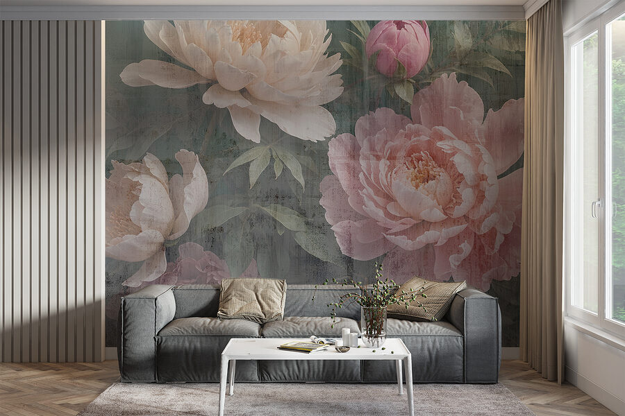 Groupe de fleurs sur fond gris
