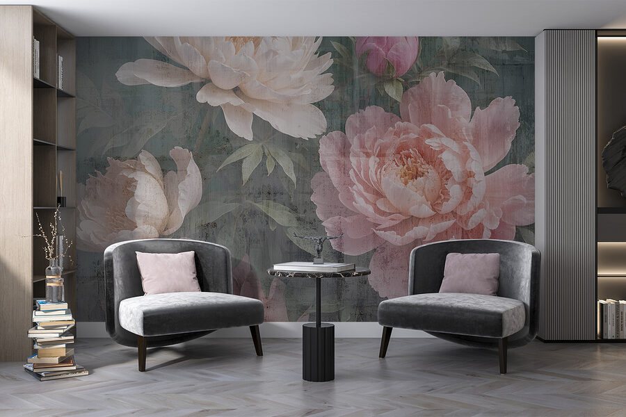 Groupe de fleurs sur fond gris