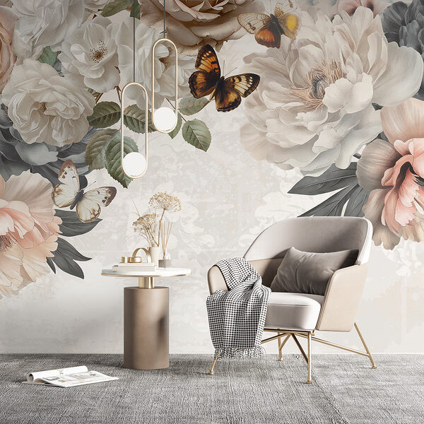 Groupe de fleurs avec papillons Groupe de fleurs avec papillons