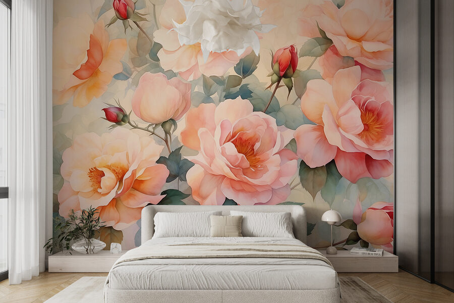Peinture de fleurs sur un mur