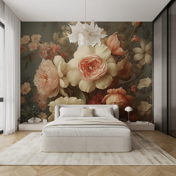 Papier peint Papier peint Peinture de fleurs sur un mur (UGS : w01770)