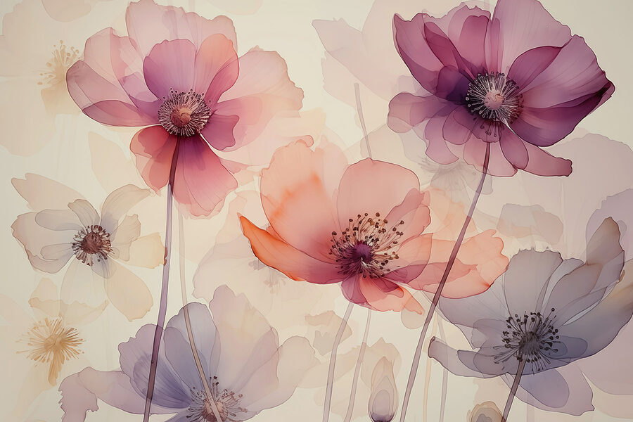 Groupe de fleurs sur fond blanc