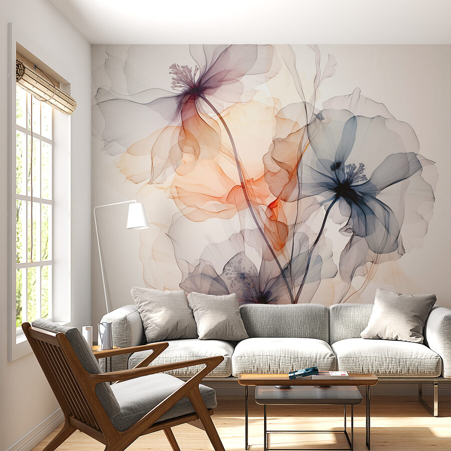 Papier peint Groupe de fleurs de différentes couleurs