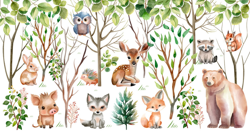 Groupe d'animaux dans les bois Groupe d'animaux dans les bois