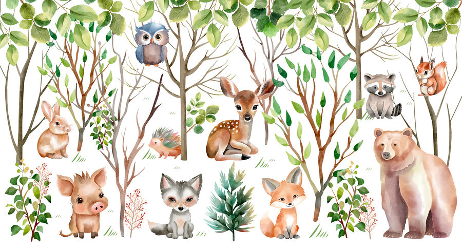 Groupe d'animaux dans les bois