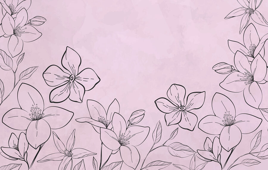 Papier peint Dessin de fleurs sur fond rose – Image 3