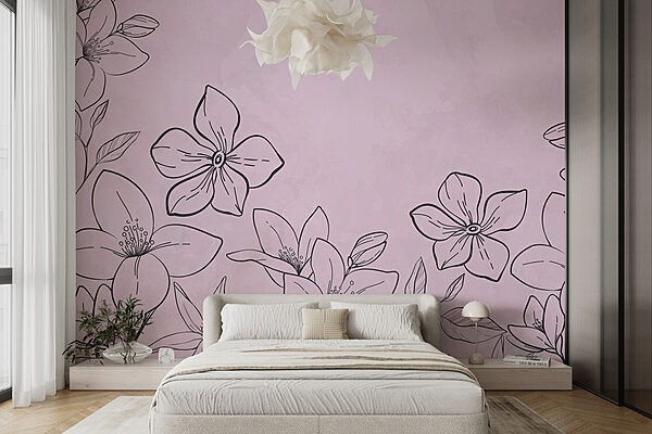 Dessin de fleurs sur fond rose Dessin de fleurs sur fond rose