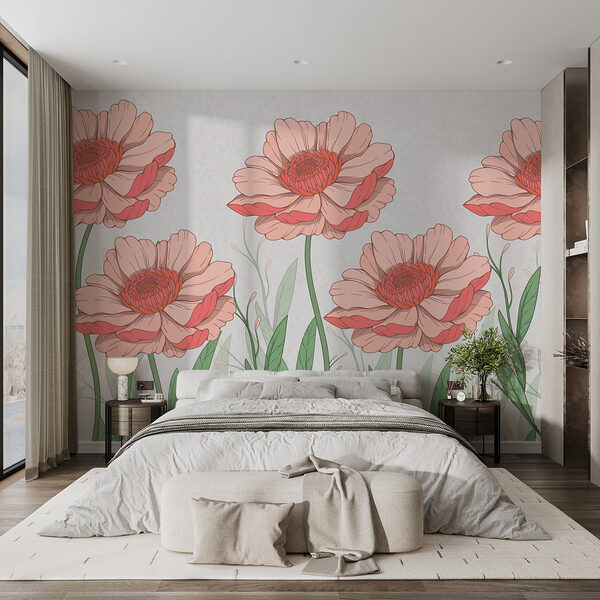 Groupe de fleurs roses avec feuilles vertes Groupe de fleurs roses avec feuilles vertes