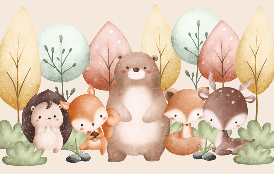 Groupe d'animaux dans les bois Groupe d'animaux dans les bois