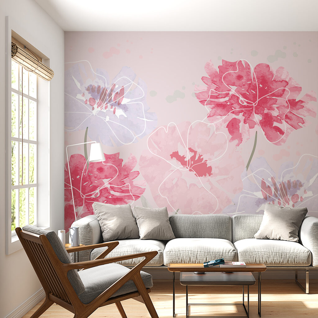 Group of flowers on a pink background