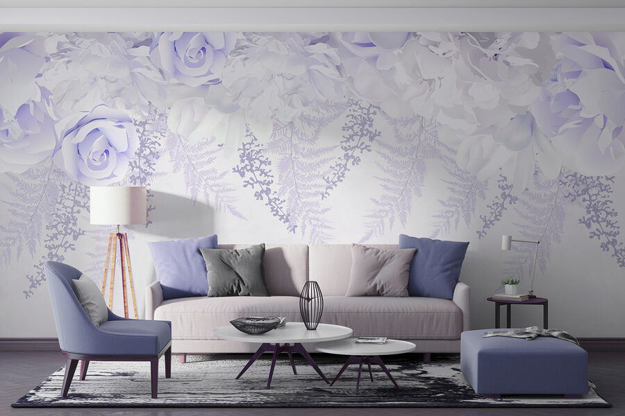 Fleurs blanches et violettes
