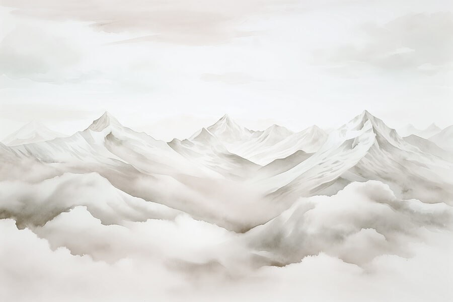 Chaîne de montagnes avec nuages