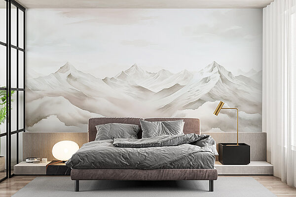 Chaîne de montagnes avec nuages Chaîne de montagnes avec nuages