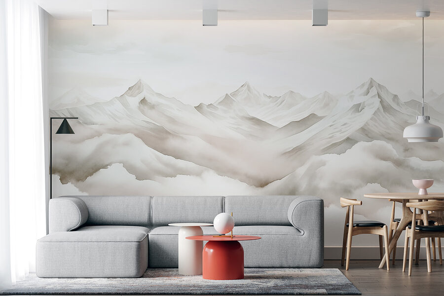 Chaîne de montagnes avec nuages