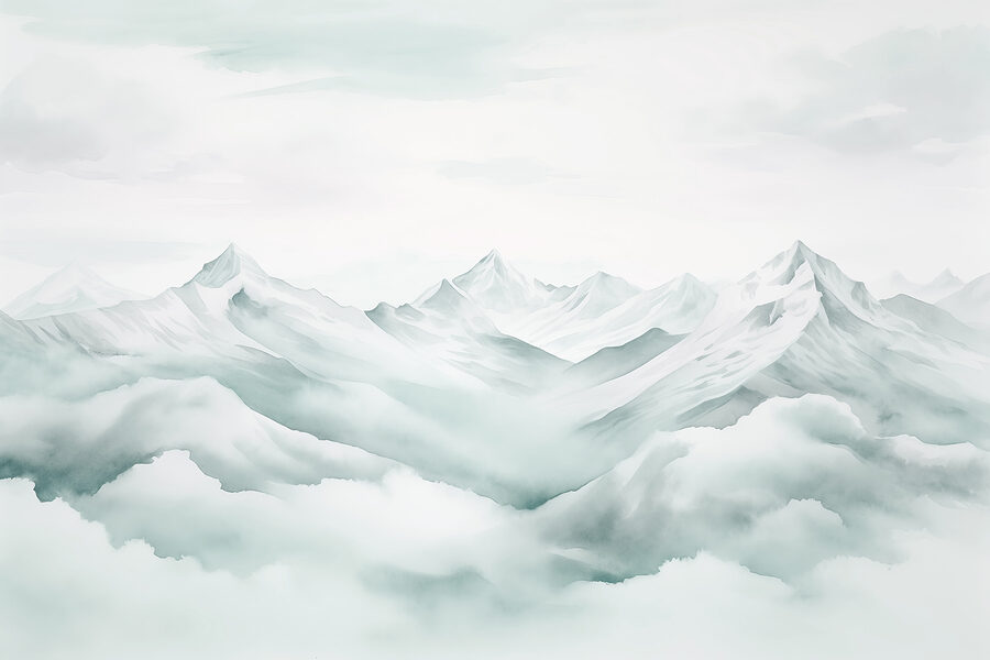 Chaîne de montagnes avec nuages
