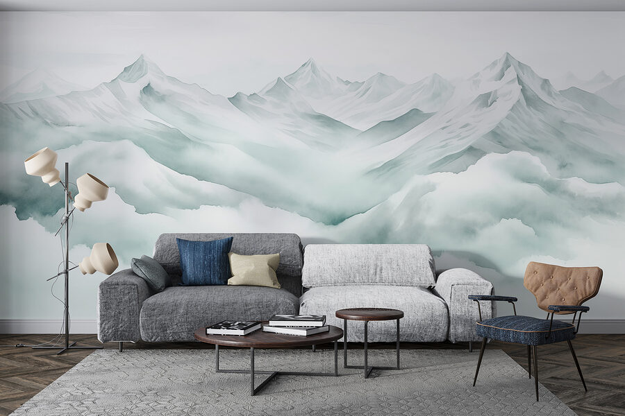 Chaîne de montagnes avec nuages
