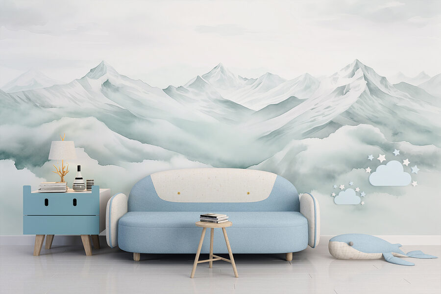 Chaîne de montagnes avec nuages